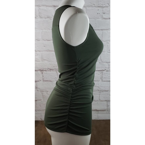 Ann Taylor Petite Sleeveless Ruched Sides Top ~ Dark Green ~ XS / Extra Small - Picture 3 of 10